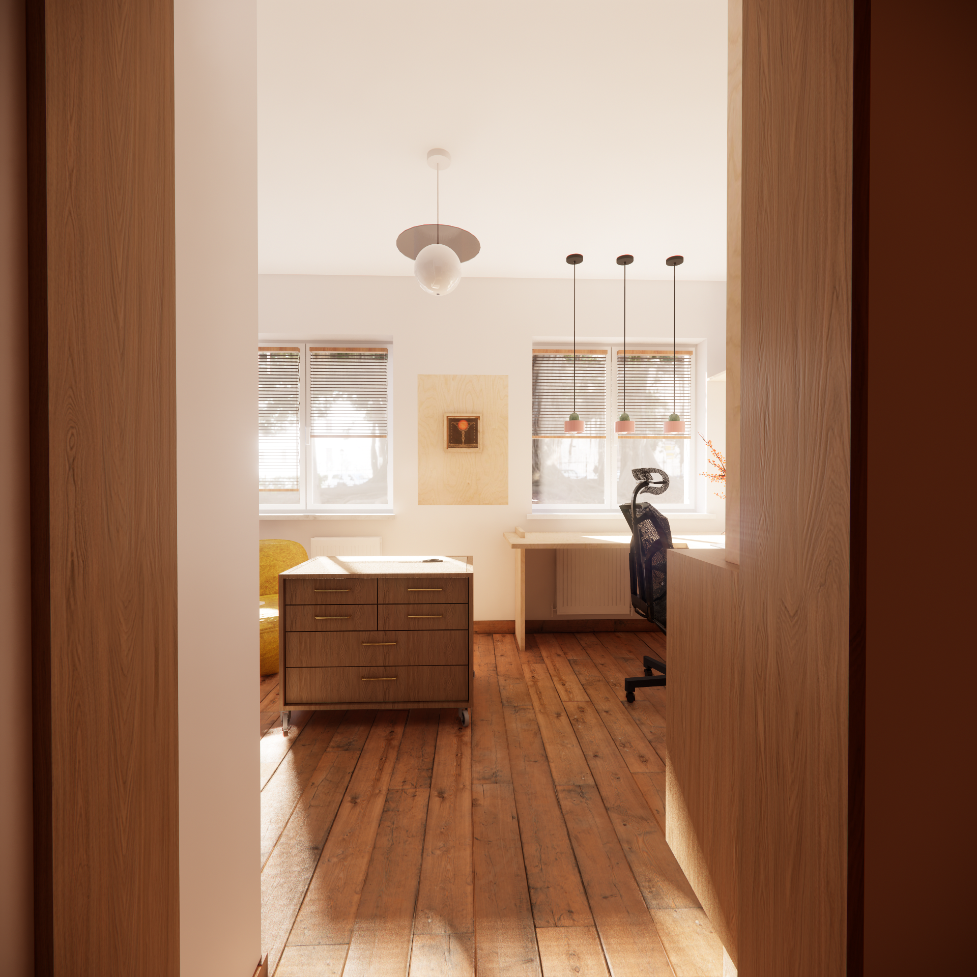 Projekt biura w Warszawie - twórcza przestrzeń - home office