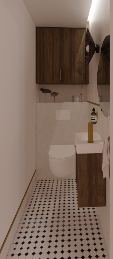 PROJEKT TOALETY W TYCHACH w stylu retro, vintage, prl. Płytki cegiełki