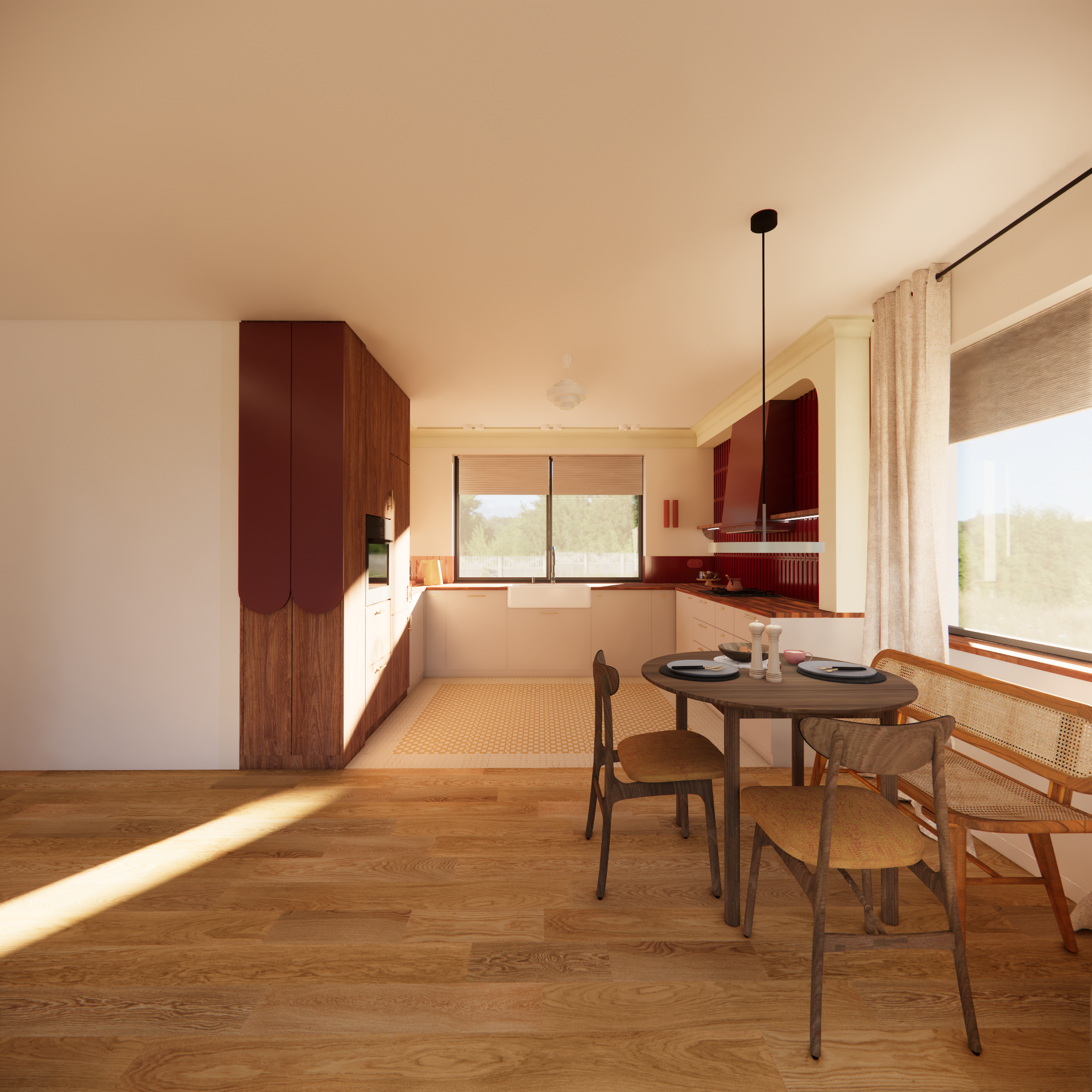 Kuchnia w stylu vintage - warszawskie gorseciki, bordo i kolor palonego masła