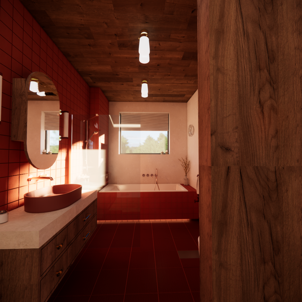 Łazienka (7) Łazienka z wanną w stylu mid century modern