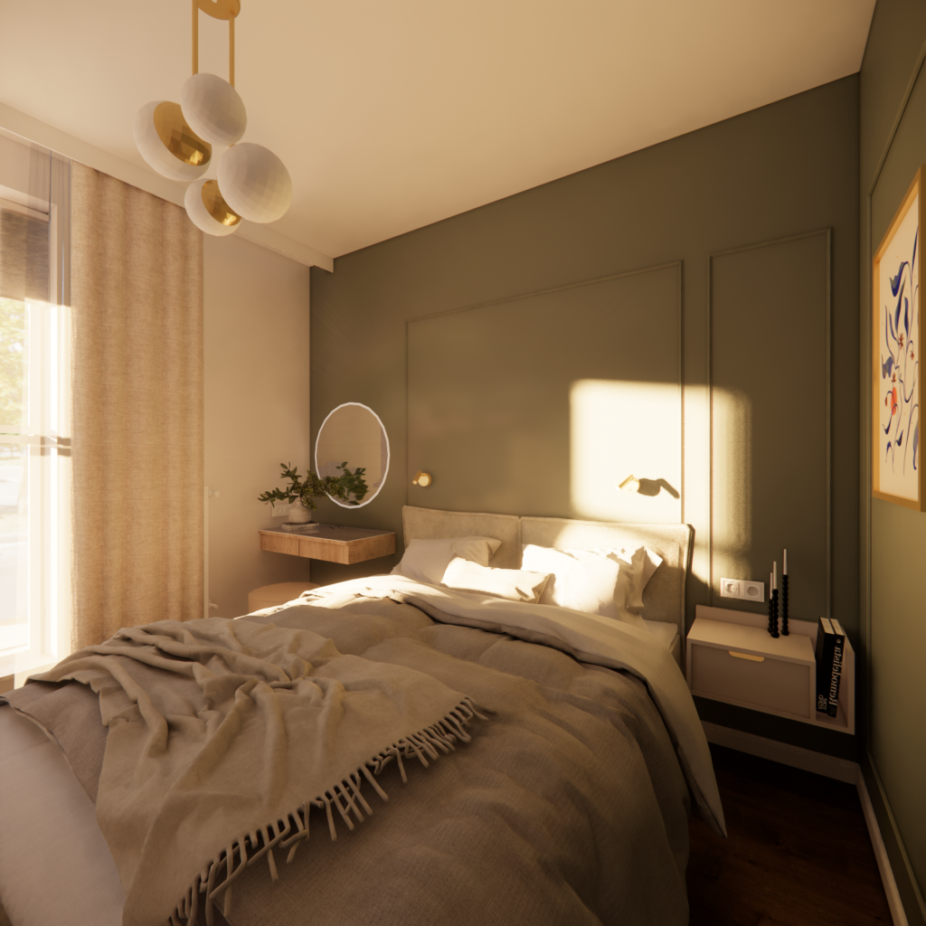 Projekt mieszkania w Warszawie - sypialnia