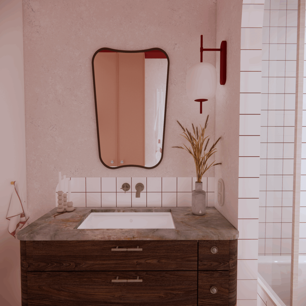 Łazienka z białą płytką w Warszawie