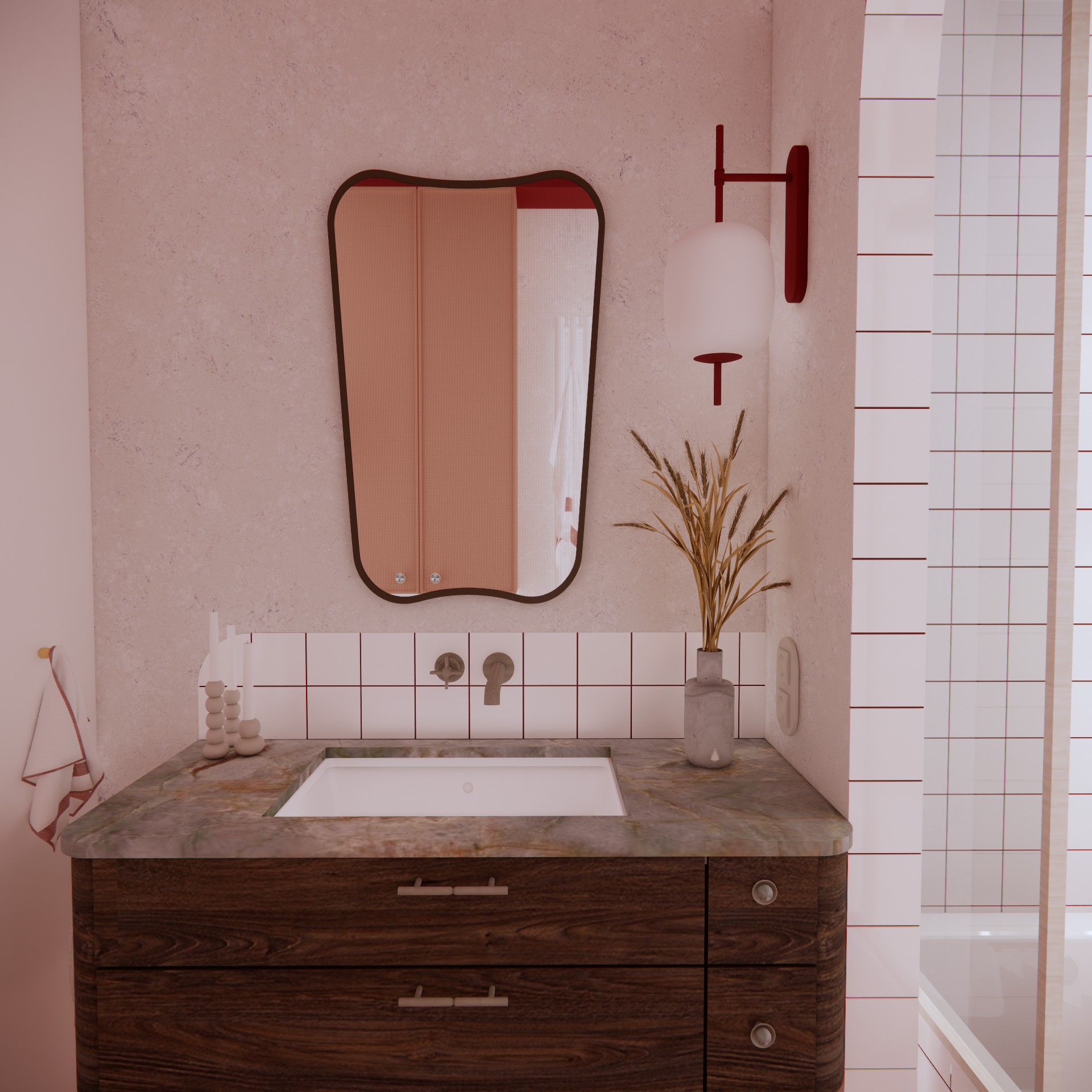 Łazienka z białą płytką w Warszawie