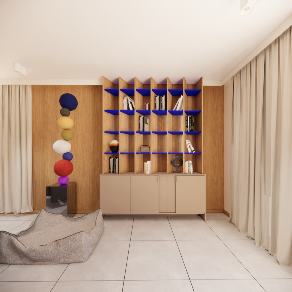 SALON (1) Dom pod Warszawą - projekt wnętrza - biblioteczka