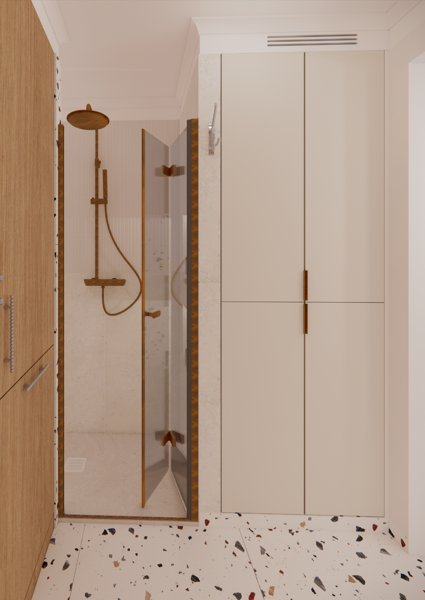 Pastelowa łazienka z lastryko